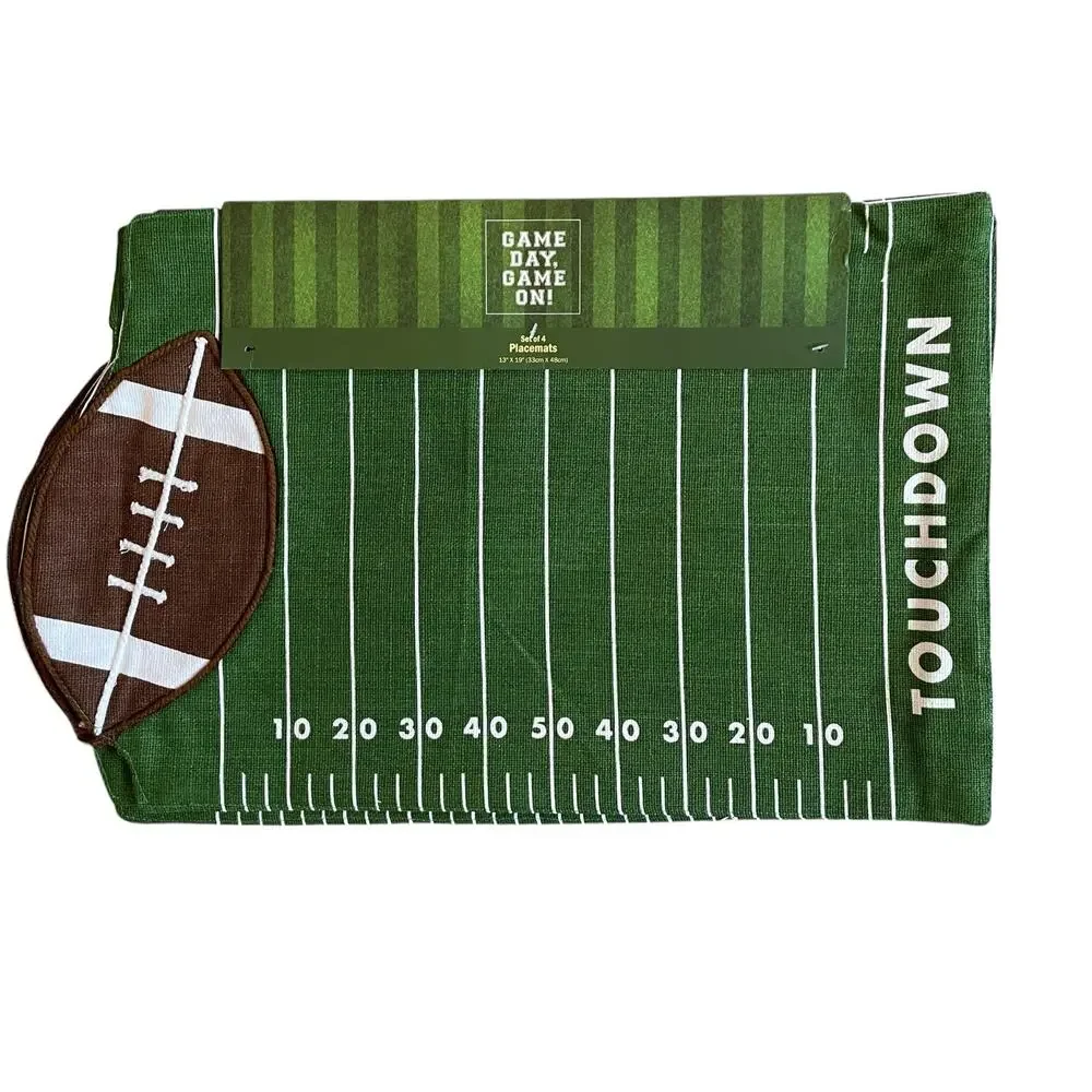 Fall Football TOUCHDOWN Placemats 13x19 Game Day Football Field Set of 4 New